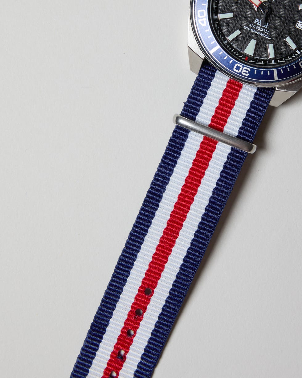 a red white and blue nato watch strap
