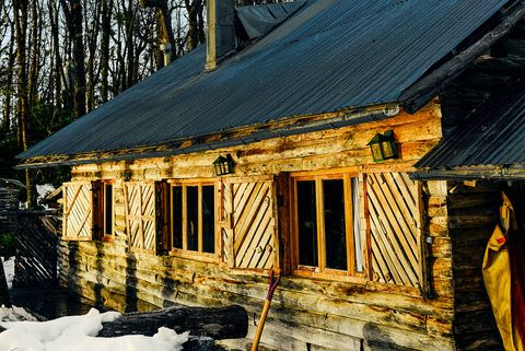 Log cabin, Winter, Home, House, Snow, Property, Cottage, Tree, Roof, Shack, 