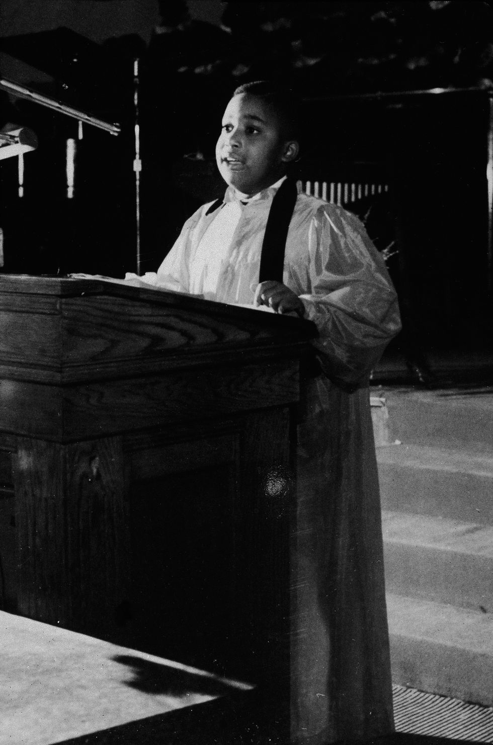 as a future american religious leader and civil rights activist, seven year old al sharpton preaches from a pulpit at washington temple, brooklyn, new york, new york, 1961 photo by new york times cogetty images