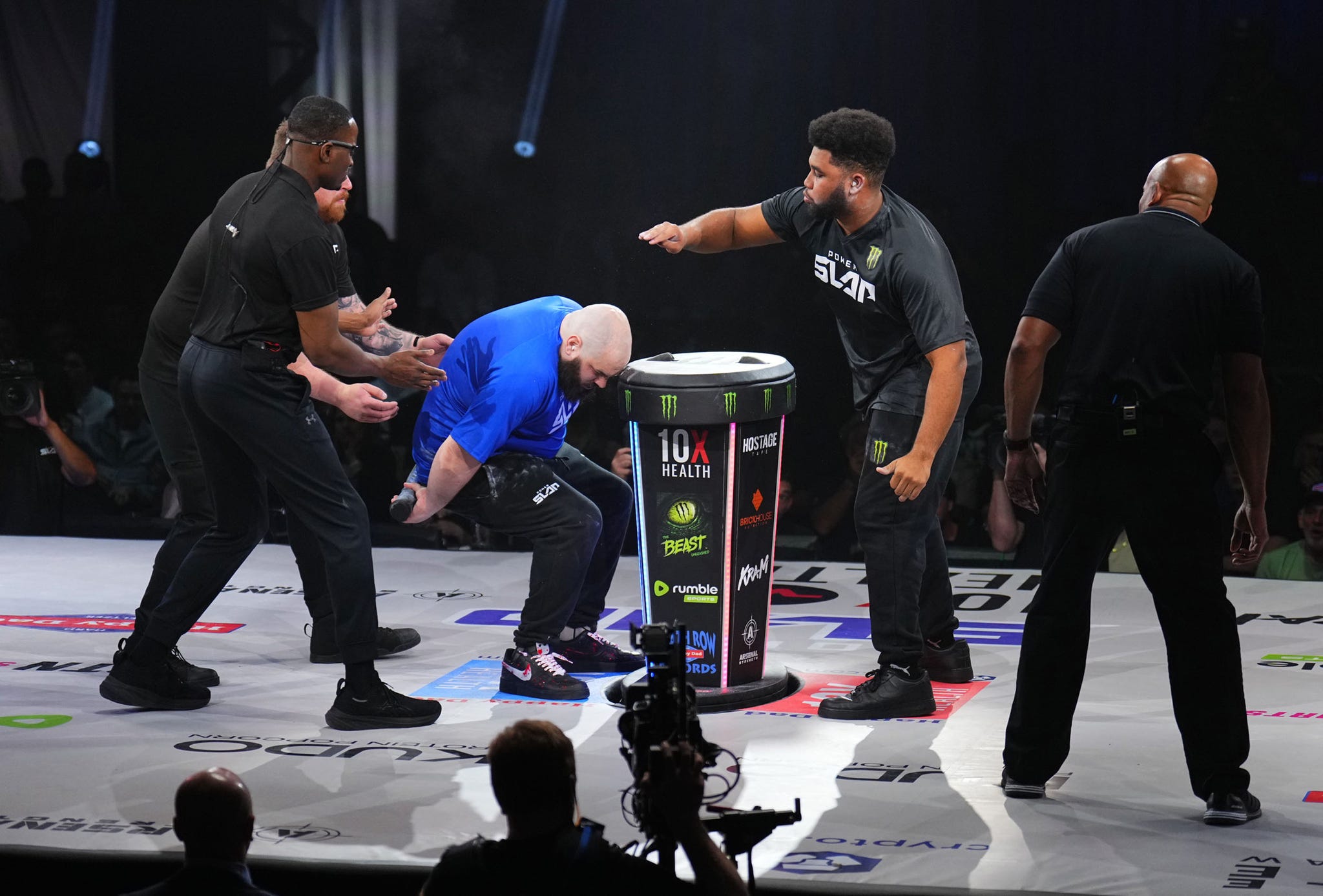 las vegas, nevada april 12 damien the bell dibbell knocks out ryan the king of kings phillips during the power slap 7 event at at ufc apex on april 12, 2024 in las vegas, nevada photo by chris ungerschiaffo llc