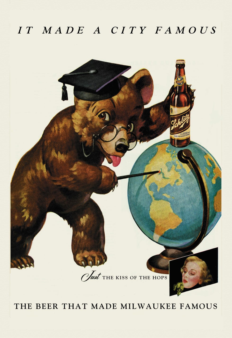 united states circa 1942: schlitz beer it made a city famous (photo by buyenlarge/getty images)