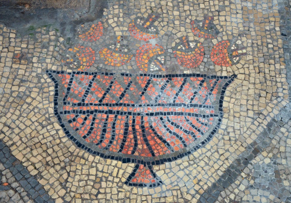 a mosaic of a snake