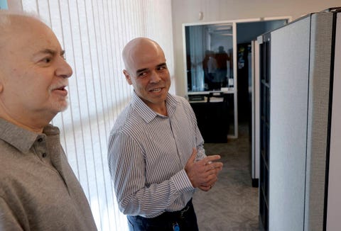 clark county public administrator robert telles, right, talks to las vegas review journal reporter jeff german in his las vegas office on may 11, 2022 km cannonlas vegas review journaltribune news service via getty images