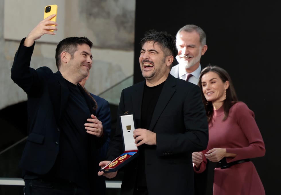 estopa,spain king felipe vi,queen letizia during delevery of gold medals for merit in fine arts in sevilla on wednesday, 27 november 2024