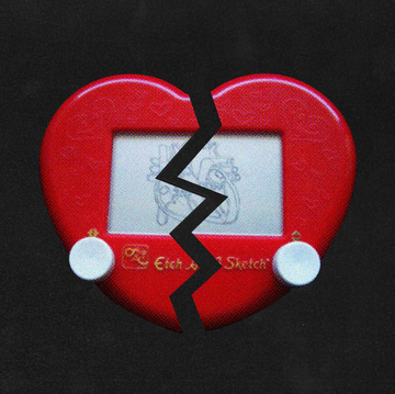 a broken heart shaped etch a sketch toy