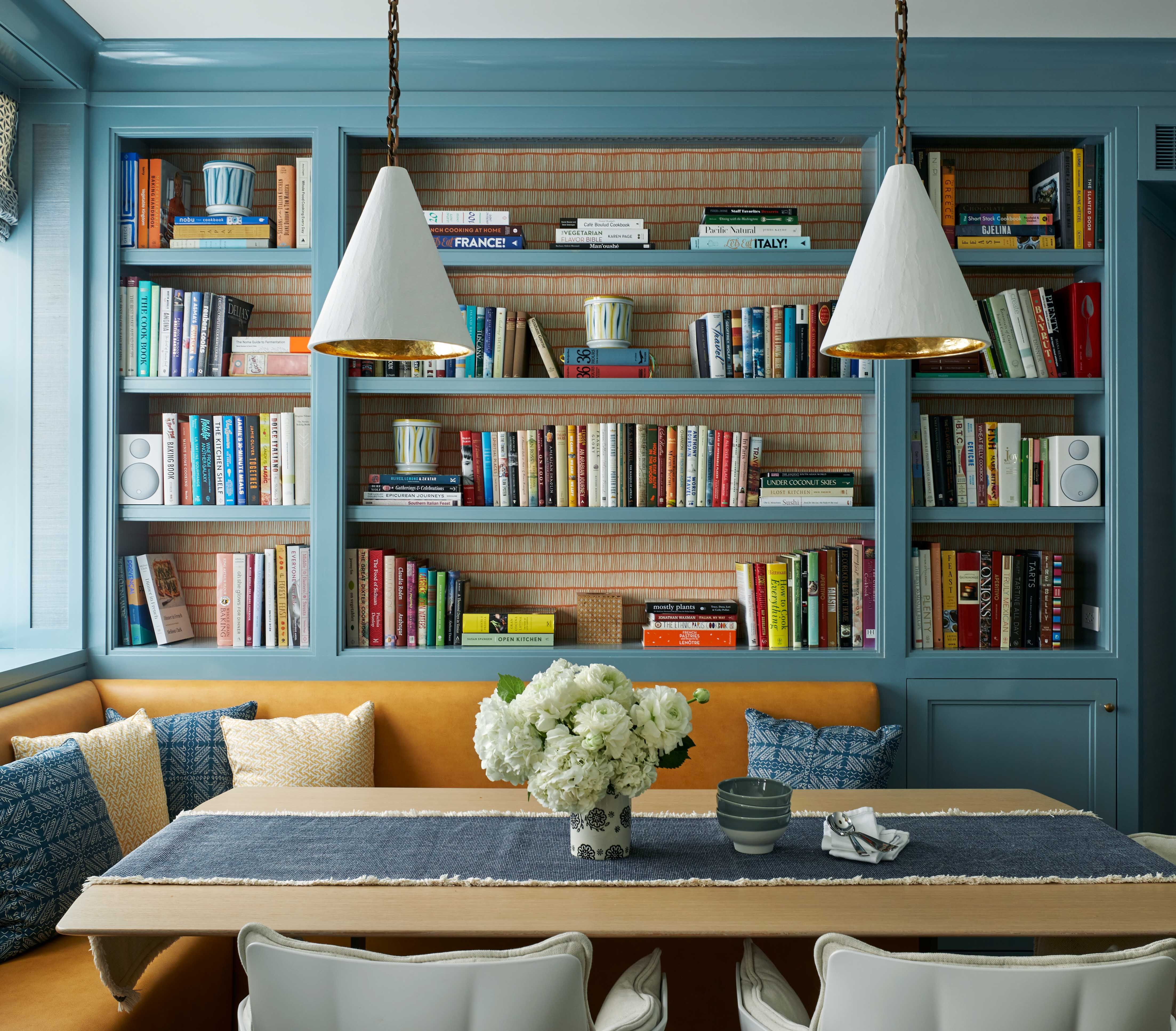 custom banquette seating with small table