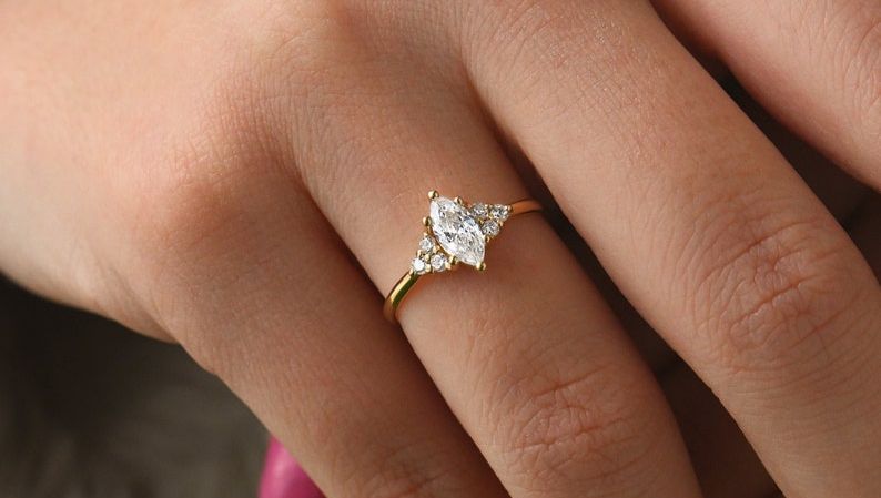 unique engagement rings etsy diamond marquise ring 14k engagement ring, £807