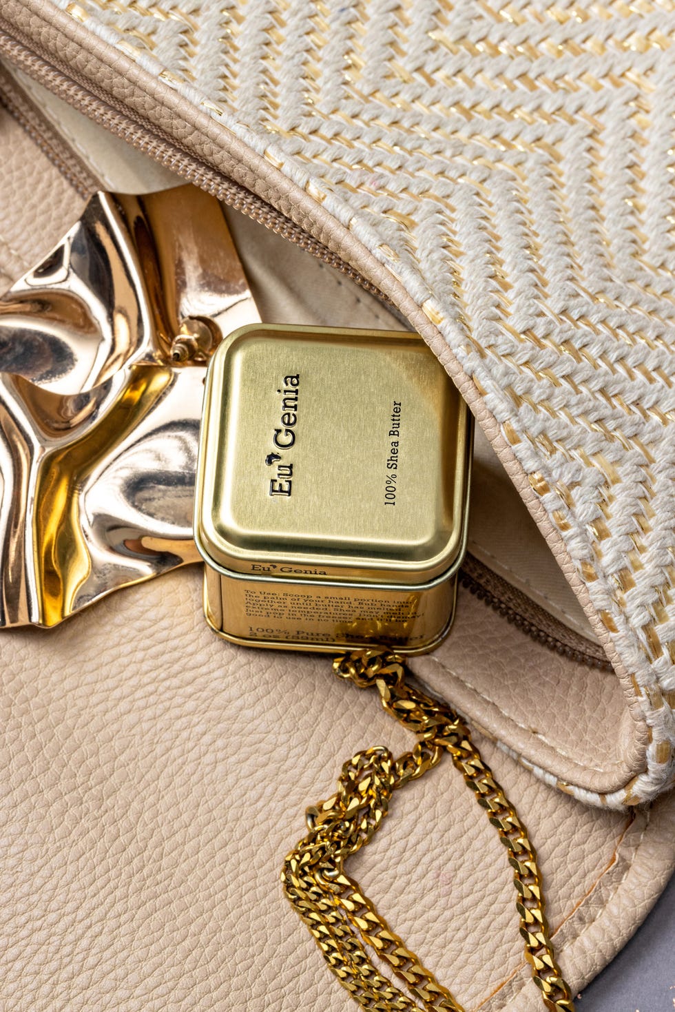 eugenia naasakle interview shea butter, small container of shea butter in a purse