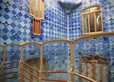 europe, spain, barcelona casa batlló by antoni gaudí, interior view
