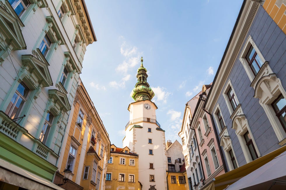 slovakia, bratislava, view to michaelgate at the old town