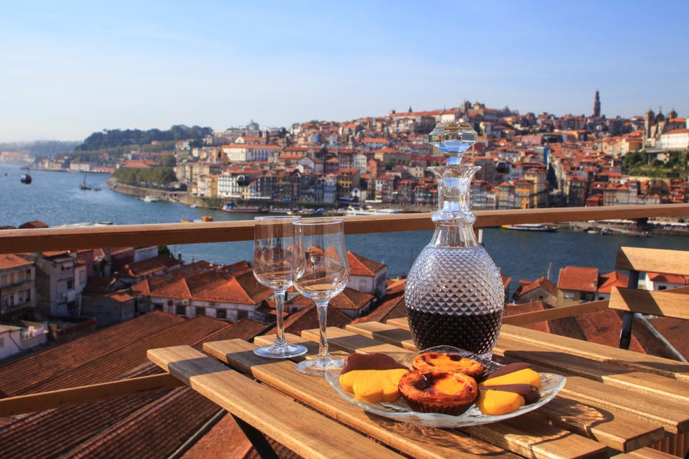 table with a view a magnificent view of the river in Porto, Portugal