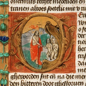 Apocriefen middeleeuws manuscript van jezus' hellevaart