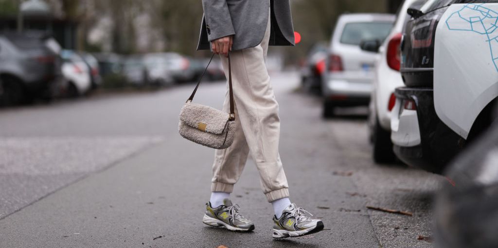 eva staudinger wearing sosue jogging suit new balance news photo