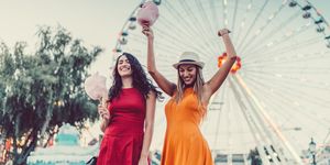 Excited women at the amusement park