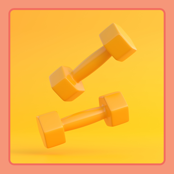 yellow dumbbells on a yellow background