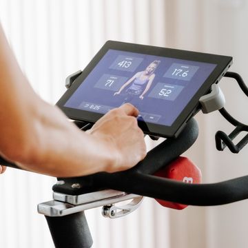 touching screen on exercise bike