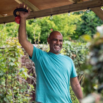 exercising in the garden