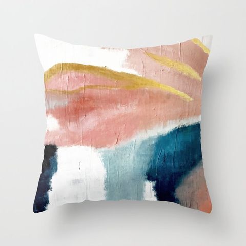 pink, gold and blue marble pillow