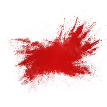 explosion of a cloud of red smoke and dust on a white background