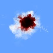 explosions with red and white smoke on a blue background