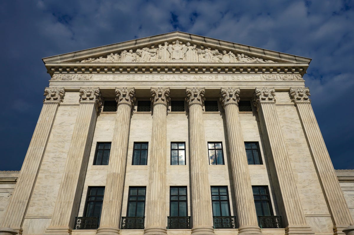 The United States Supreme Court Is Seen From The Side Of This