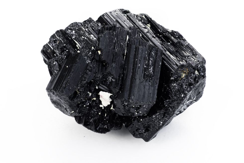 extreme close up of black tourmaline mineral