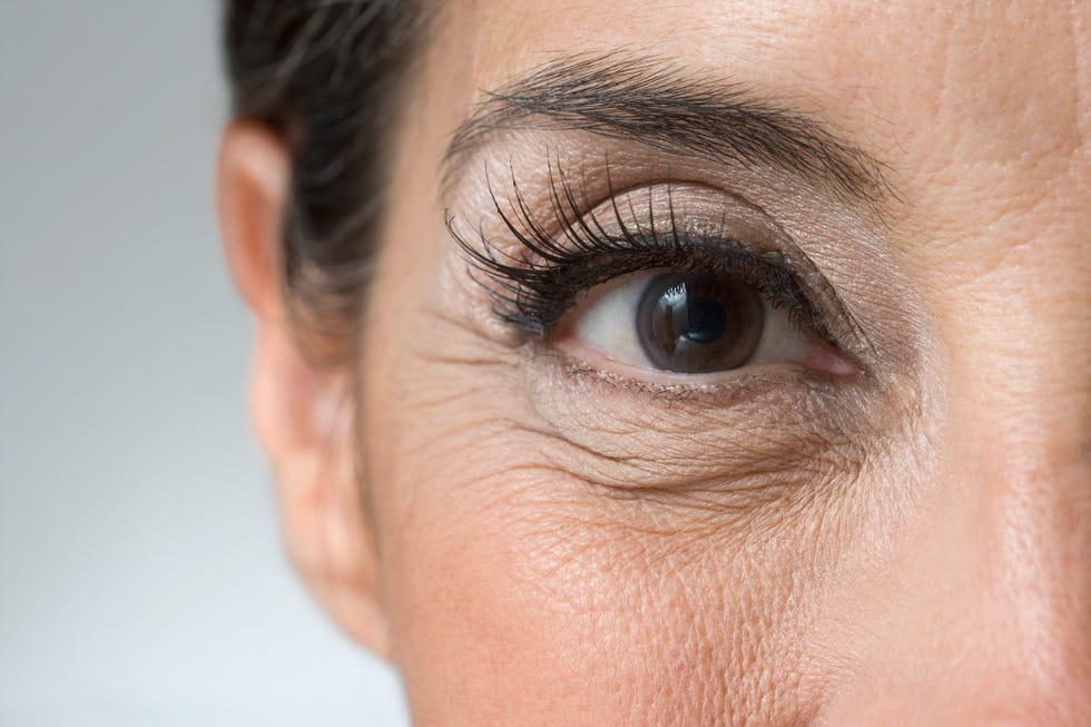 how to look younger extreme close up of hispanic woman's eye