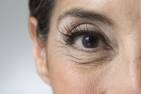 how to look younger extreme close up of hispanic woman's eye