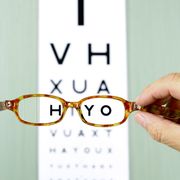 eye test chart with glasses