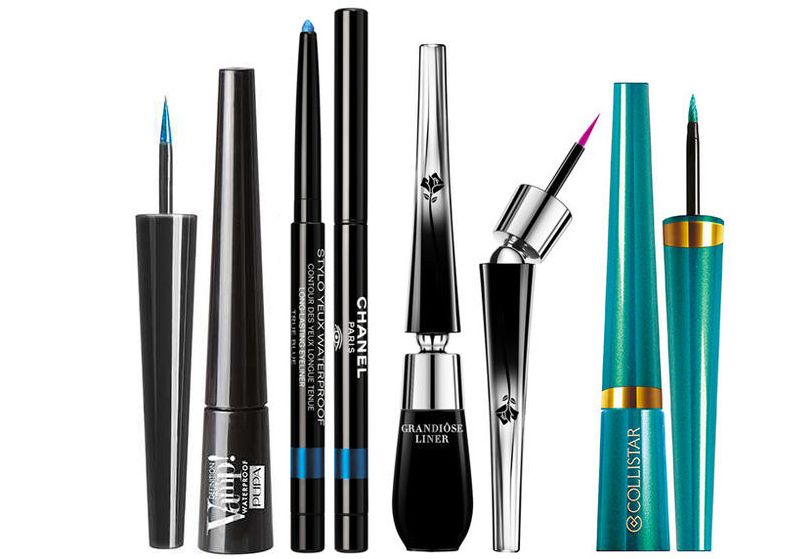 Eye liner, Cosmetics, Turquoise, Product, Eye, Eyebrow, Material property, Brush, Liquid, Writing implement, 