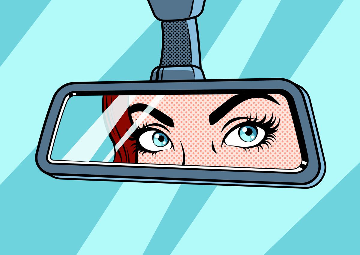 eyes in the rear view mirror