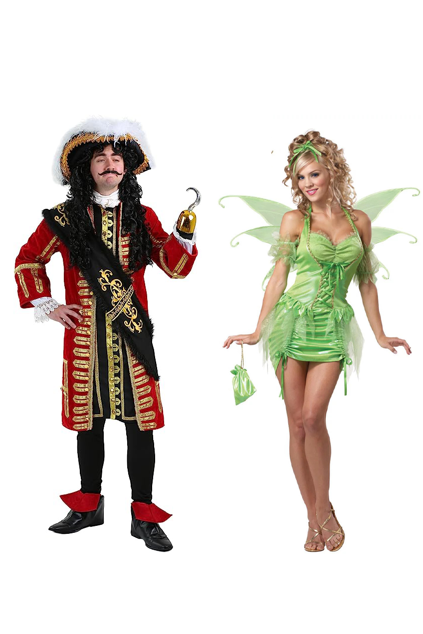 disney couple costumes captian hook and tinker bell