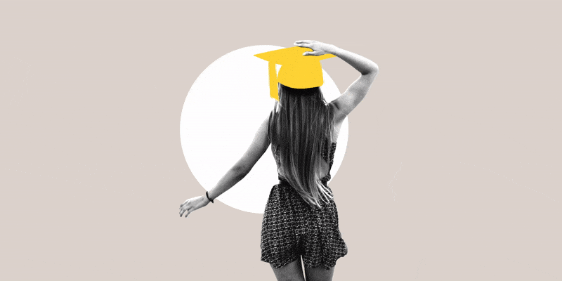young woman with graduation hat on