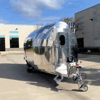 bowlus rivet luxury travel trailer doing donuts