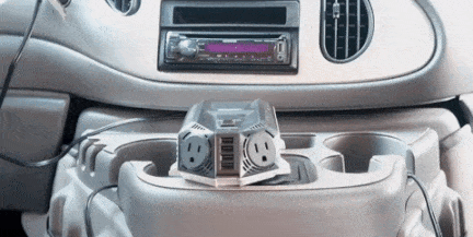 best power inverters tested plugging in on center console of vehicle