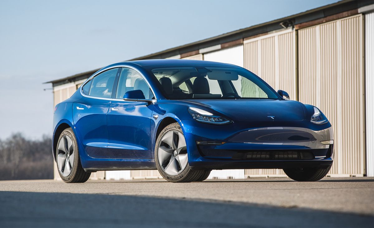blue Tesla Model 3