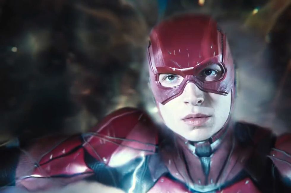 ezra miller as the flash, zack snyder's justice league trailer