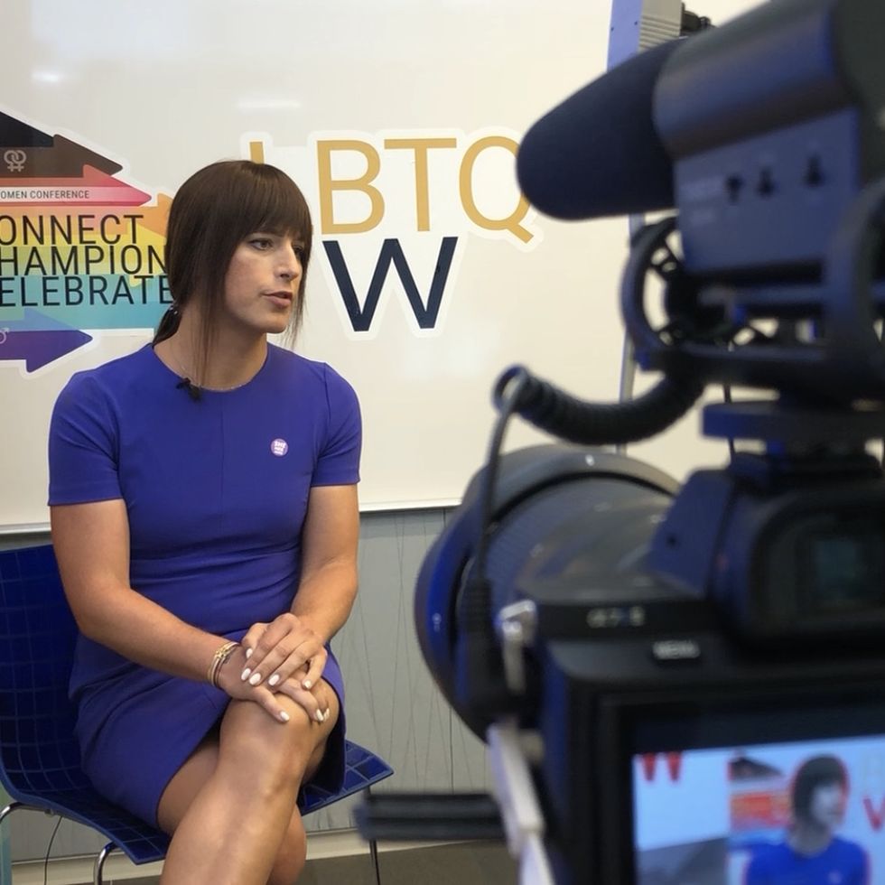 natalie egan being interviewed for lbtq women in tech conference, may 2019