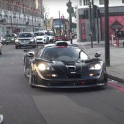 mclaren f1 gtr longtail driving on the street in london