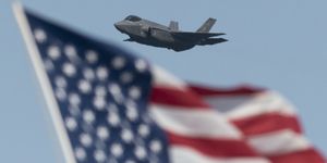 us air force lockheed martin f 35 lightning stealth fighter flies over the san francisco bay in san francisco, california on october 13, 2019 photo by yichuan caonurphoto