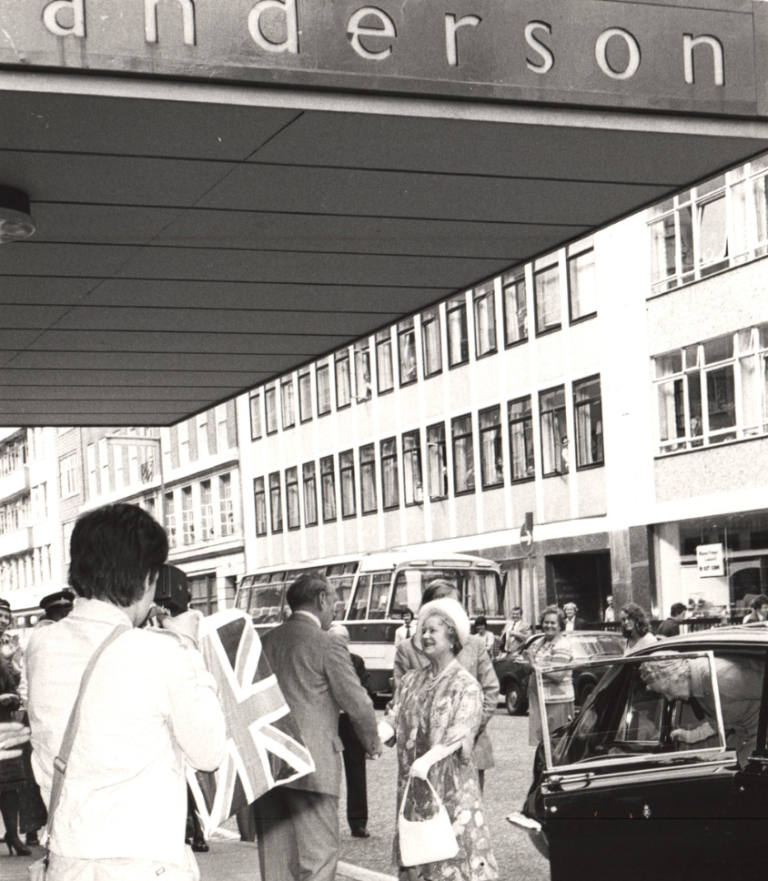 queen mother in front of sanderson