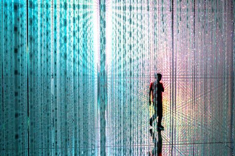 TeamLab Borderless is een nieuw digitaal kunstmuseum in Tokio Het bevat werken met licht en projecties waar bezoekers doorheen kunnen bewegen