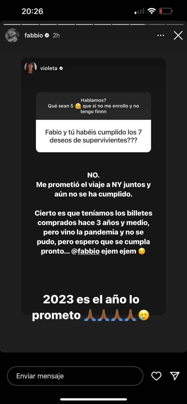 fabio responde a violeta en instagram