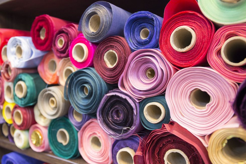 korean traditional fabric rolls at shop
