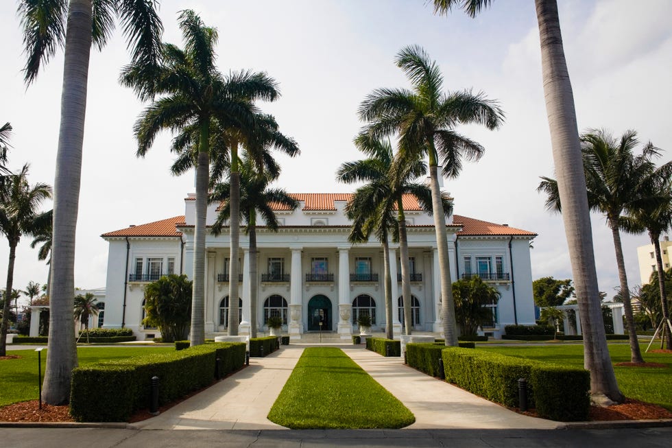 facade of a museum, flagler museum, palm beach, florida, usa