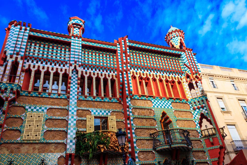 facade of casa vicens in barcelona, spain it is first masterpiece of antoni gaudi built between 1883 and 1885
