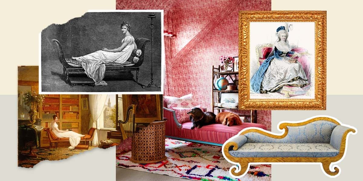 fainting couch history with photo collage examples
