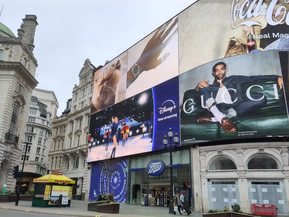 a large billboard on a building