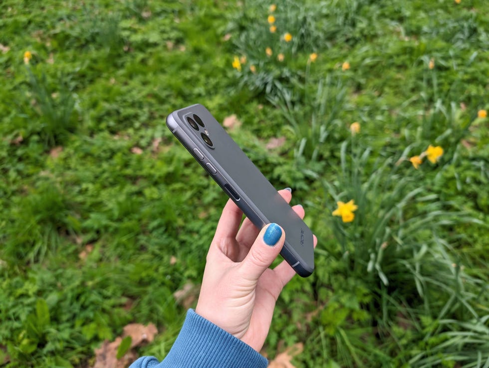 fairphone 4 from the side in front of grass