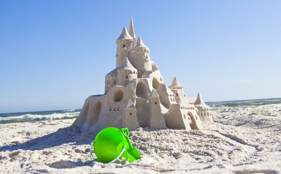 Fairy tale sand castle on the beach